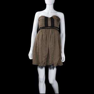 Miss Minuet Brown Black Lace Tulle Mini Prom Dress